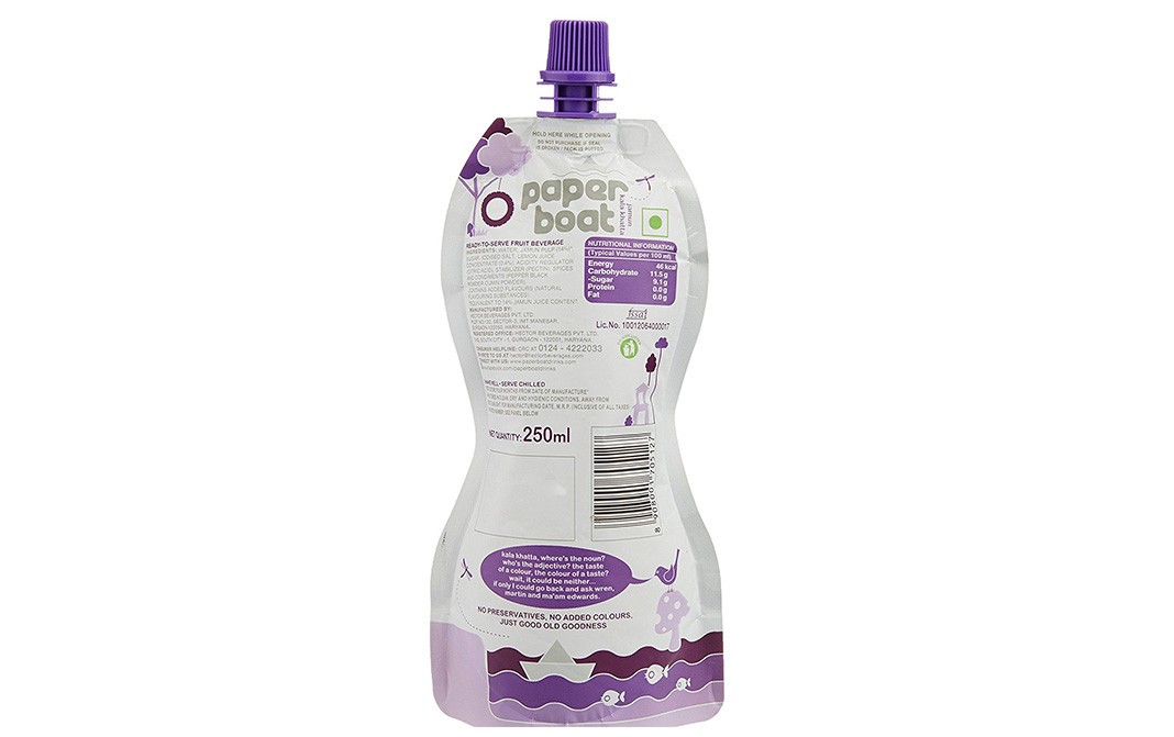 Paper Boat Jamun Kala Khatta    Plastic Bottle  250 millilitre